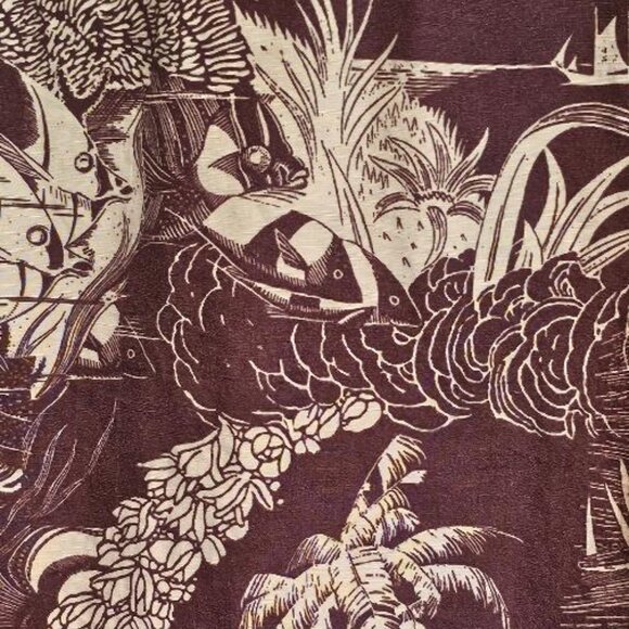 KAHALA 1936 Linen Blend Hawaiian Shirt - Size Small - Purple Classic Print - Picture 3 of 4